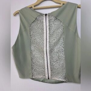 Elegant Green Sleeveless Top with Lace Detail